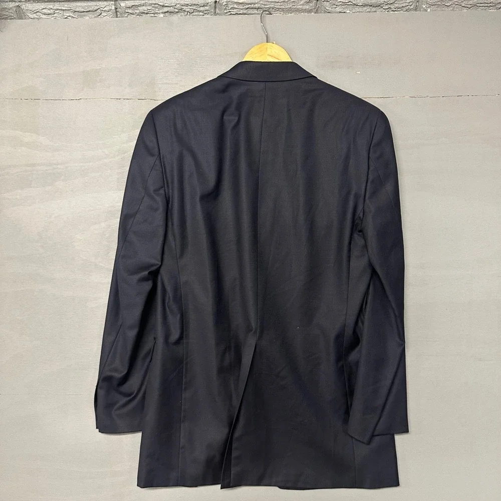 Lauren Ralph Lauren‎ Mens 40L Navy Blue 100% Wool Gold Button Blazer Jacket
